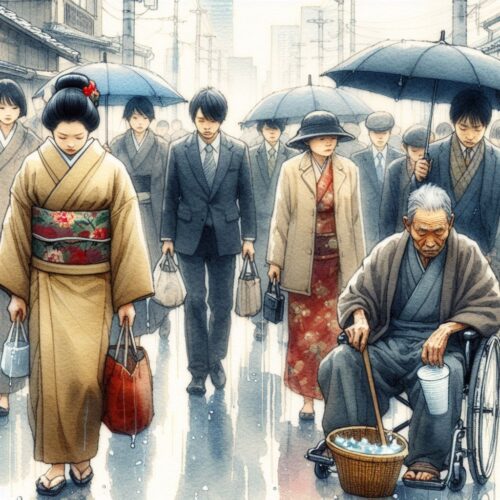 a Japanese street scene shows the level of formality and cultural conformity.