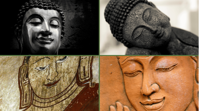 4 images of Buddha smile