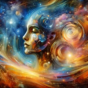 a beautiful woman meditates and bonds with the cosmos!